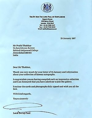 Appreciation by Lord Swaraj Paul